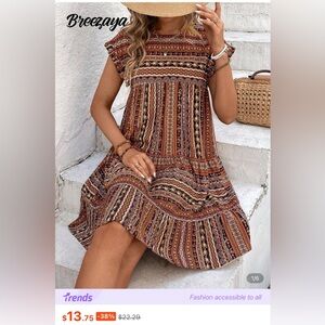 SHEIN Multicolor Patterned Midi Dress